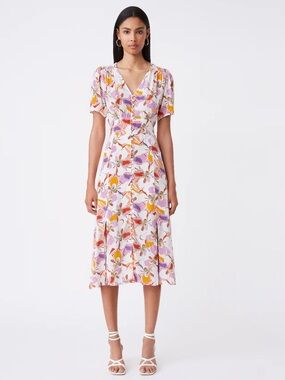 Suncoo Paris Caitlin Floral Print Midi Dress